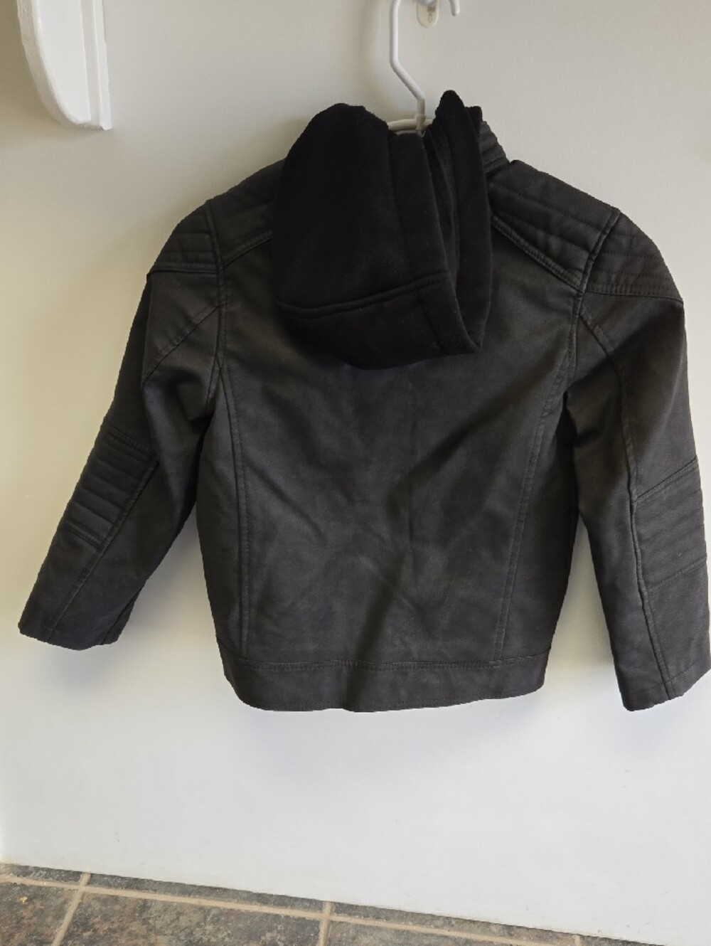 Urban Republic Black Faux Leather Moto Jacket with Hood - Picture 3 of 10